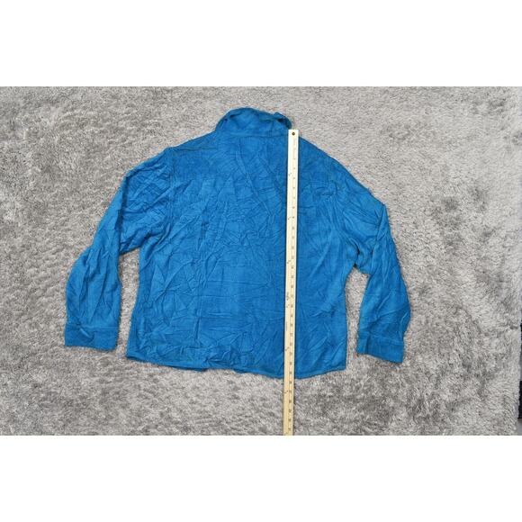 Chico's Size 3 Blue Silk Cardigan Sweater - Button Front Corduroy - Picture 5 of 8